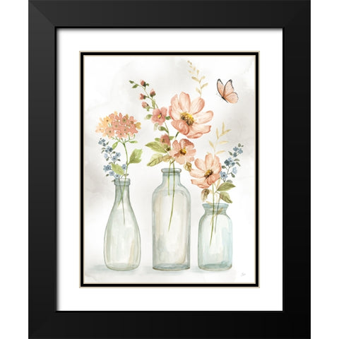 Summer Trio II Black Modern Wood Framed Art Print with Double Matting by Nan