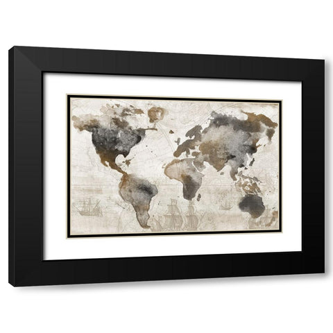 Antique Map Black Modern Wood Framed Art Print with Double Matting by Knutsen, Conrad