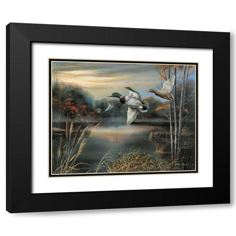 Morning Call Black Modern Wood Framed Art Print with Double Matting by Manning, Ruane