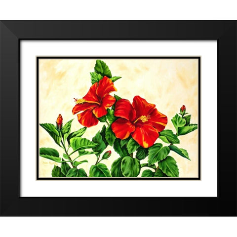 Red Hibiscus Black Modern Wood Framed Art Print with Double Matting by Segrest, Jane