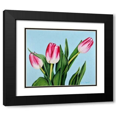 Spring Tulips Black Modern Wood Framed Art Print with Double Matting by Segrest, Jane