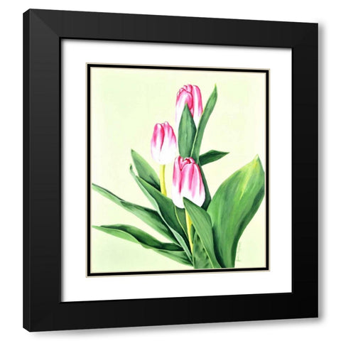 Three Tulips Black Modern Wood Framed Art Print with Double Matting by Segrest, Jane