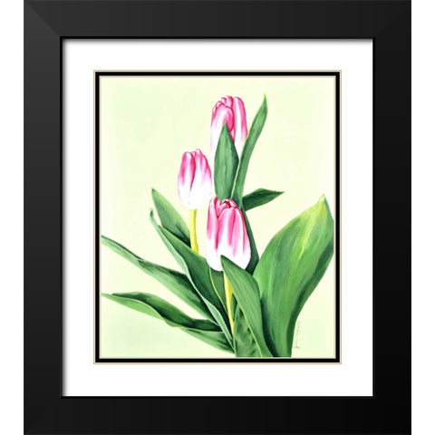 Three Tulips Black Modern Wood Framed Art Print with Double Matting by Segrest, Jane