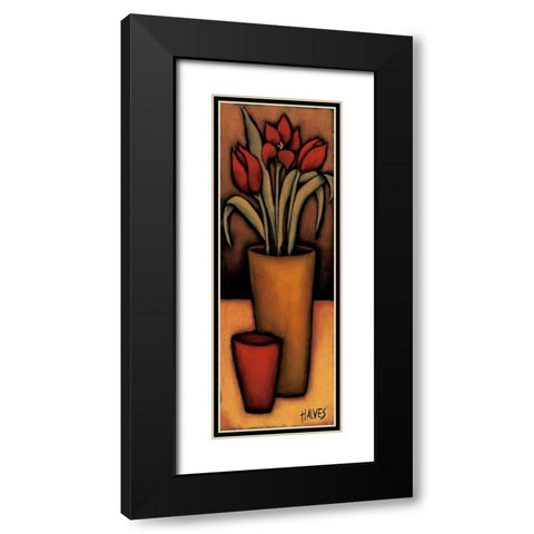 Tulipas Vermelhas Black Modern Wood Framed Art Print with Double Matting by Alves, Helena