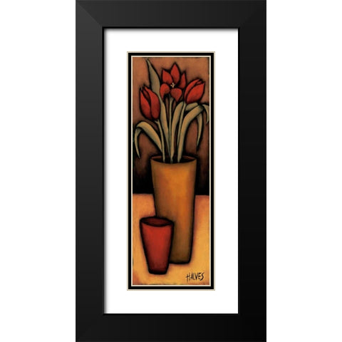 Tulipas Vermelhas Black Modern Wood Framed Art Print with Double Matting by Alves, Helena