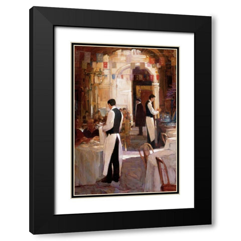 Two Waiters Place des Vosges Black Modern Wood Framed Art Print with Double Matting by Craig, Philip