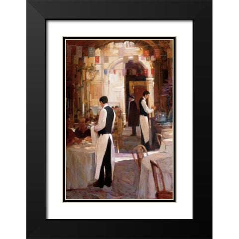 Two Waiters Place des Vosges Black Modern Wood Framed Art Print with Double Matting by Craig, Philip