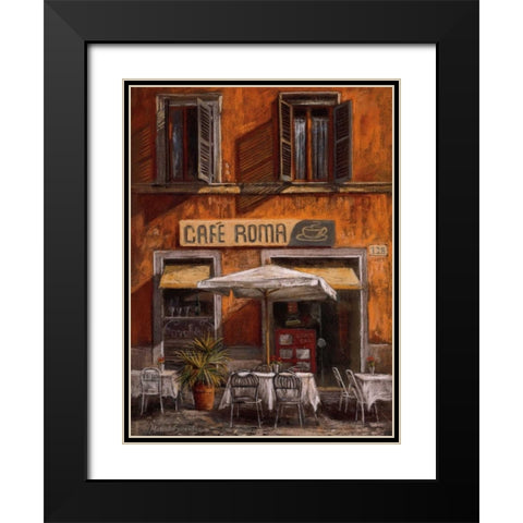 Cafe Roma Black Modern Wood Framed Art Print with Double Matting by Surridge, Malcolm