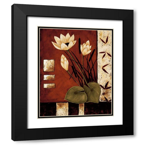 Lotus Silhouette I Black Modern Wood Framed Art Print with Double Matting by Sewell, Krista