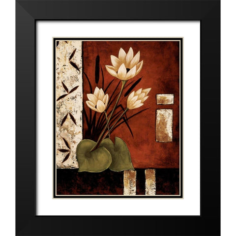 Lotus Silhouette II Black Modern Wood Framed Art Print with Double Matting by Sewell, Krista