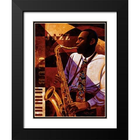 Jazz Club Black Modern Wood Framed Art Print with Double Matting by Mallett, Keith