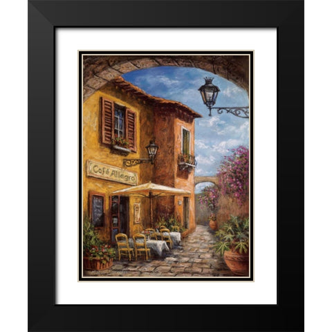 Courtyard Cafe Black Modern Wood Framed Art Print with Double Matting by Surridge, Malcolm