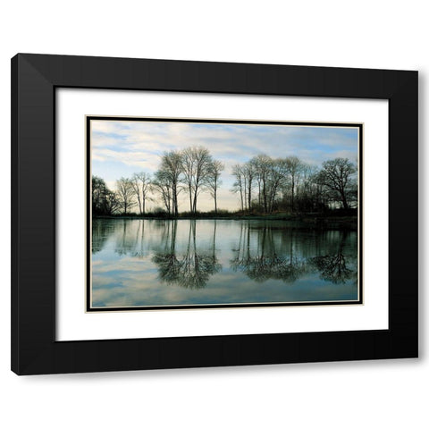 Frozen Reflection Black Modern Wood Framed Art Print with Double Matting by Harris, Derek