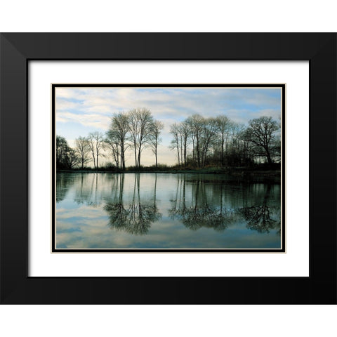 Frozen Reflection Black Modern Wood Framed Art Print with Double Matting by Harris, Derek