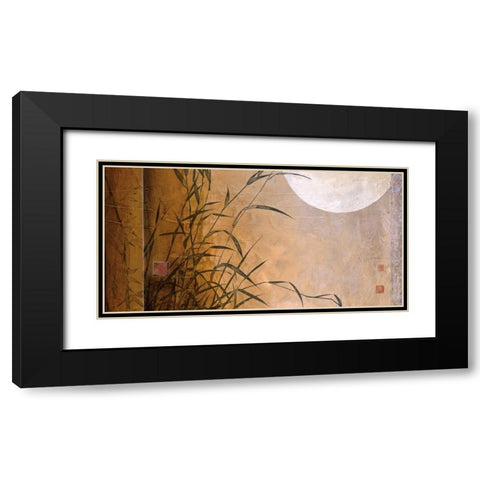 Lakeside Moonrise Black Modern Wood Framed Art Print with Double Matting by Li-Leger, Don