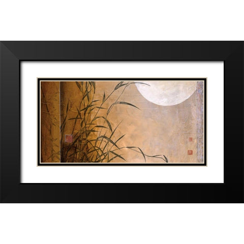 Lakeside Moonrise Black Modern Wood Framed Art Print with Double Matting by Li-Leger, Don