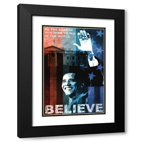 Believe Black Modern Wood Framed Art Print with Double Matting by Mallett, Keith