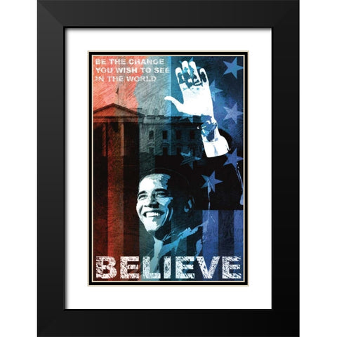 Believe Black Modern Wood Framed Art Print with Double Matting by Mallett, Keith