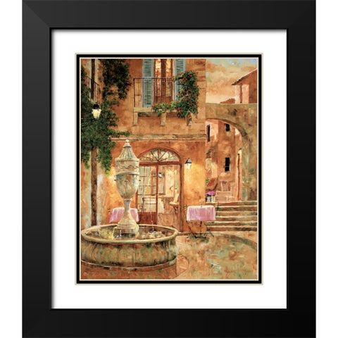 Evening at the Fountain Black Modern Wood Framed Art Print with Double Matting by Archambault, Gilles