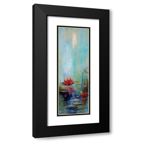 Aqua Lotus I Black Modern Wood Framed Art Print with Double Matting by Parker, Karen Lorena