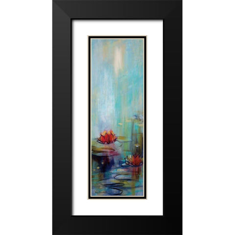 Aqua Lotus I Black Modern Wood Framed Art Print with Double Matting by Parker, Karen Lorena