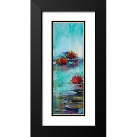 Aqua Lotus II Black Modern Wood Framed Art Print with Double Matting by Parker, Karen Lorena