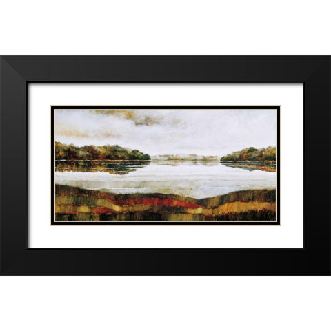 Haliburton Lake Black Modern Wood Framed Art Print with Double Matting by Burdy, Zenon