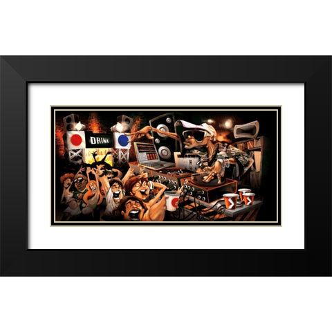 The Party Black Modern Wood Framed Art Print with Double Matting by Perez, Adam