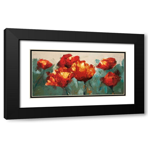 Poppies On Slate Black Modern Wood Framed Art Print with Double Matting by Colbert, Peter