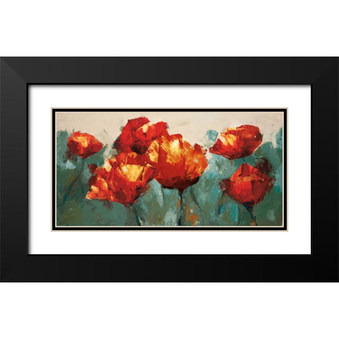 Poppies On Slate Black Modern Wood Framed Art Print with Double Matting by Colbert, Peter