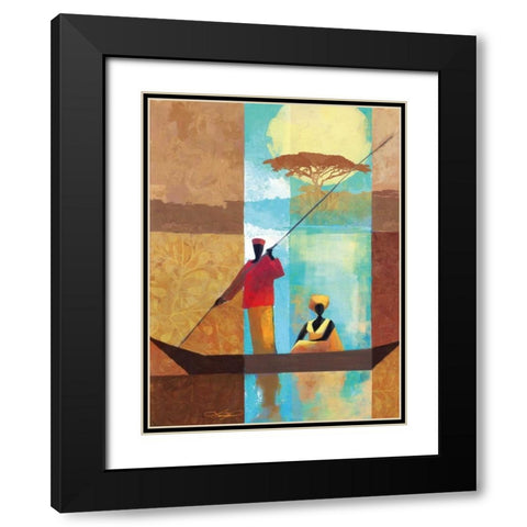 On the River I Black Modern Wood Framed Art Print with Double Matting by Mallett, Keith