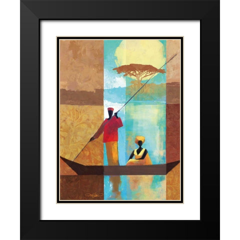 On the River I Black Modern Wood Framed Art Print with Double Matting by Mallett, Keith