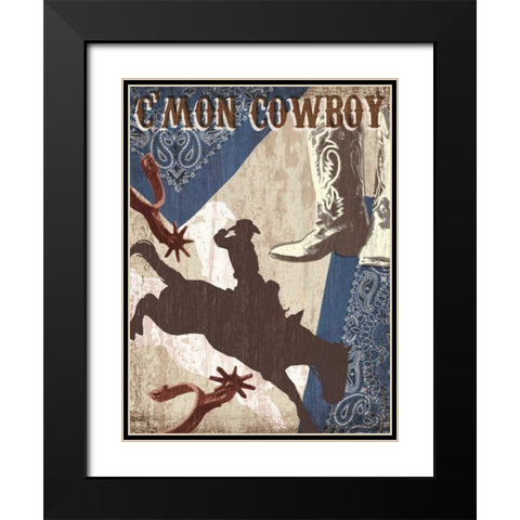 Cmon Cowboy Black Modern Wood Framed Art Print with Double Matting by Venter, Tandi
