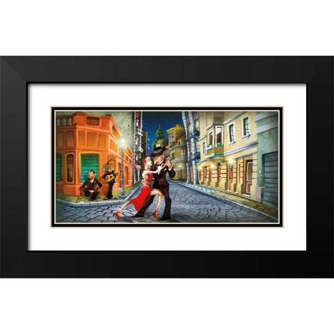 Tango Black Modern Wood Framed Art Print with Double Matting by Perez, Adam