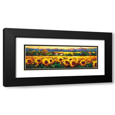 Sweeping Fields of Sunflowers Black Modern Wood Framed Art Print with Double Matting by OToole, Nancy