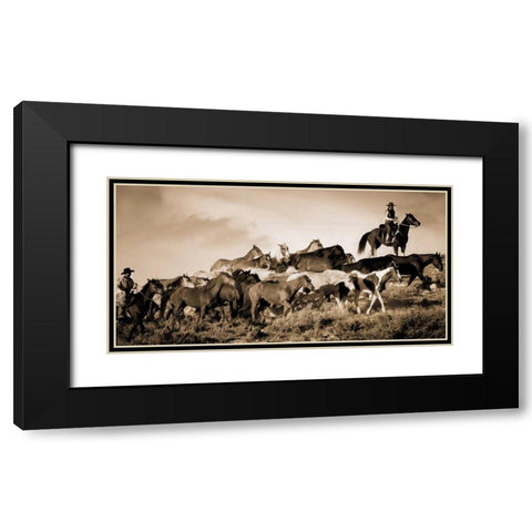Gathering The Herd Black Modern Wood Framed Art Print with Double Matting by Caro, Wendy