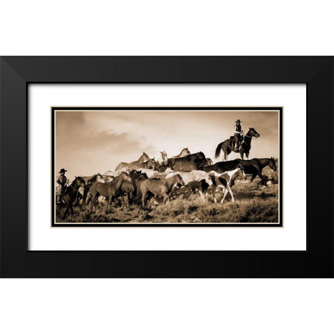 Gathering The Herd Black Modern Wood Framed Art Print with Double Matting by Caro, Wendy