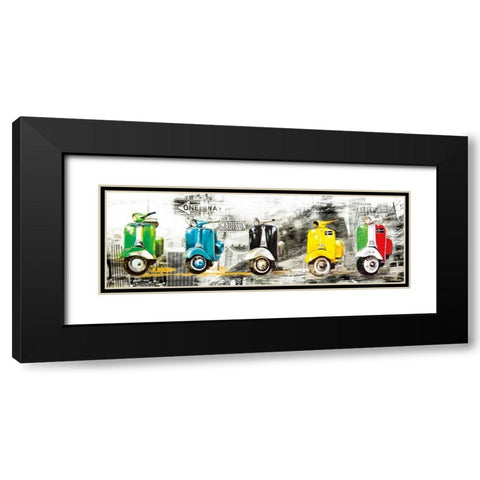 Get Your Mopeds Running Black Modern Wood Framed Art Print with Double Matting by Sola, Bresso