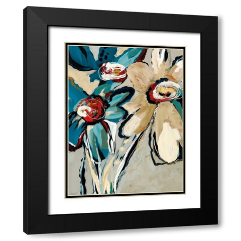 Blooming Blue II Black Modern Wood Framed Art Print with Double Matting by Maritz, Angela