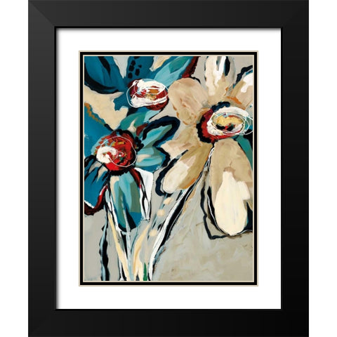 Blooming Blue II Black Modern Wood Framed Art Print with Double Matting by Maritz, Angela