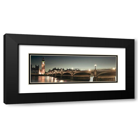 London Lights Black Modern Wood Framed Art Print with Double Matting by Frank, Assaf