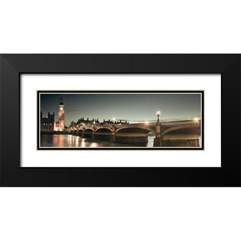 London Lights Black Modern Wood Framed Art Print with Double Matting by Frank, Assaf
