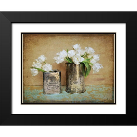 Vintage Tulips I Black Modern Wood Framed Art Print with Double Matting by Atria, Cristin