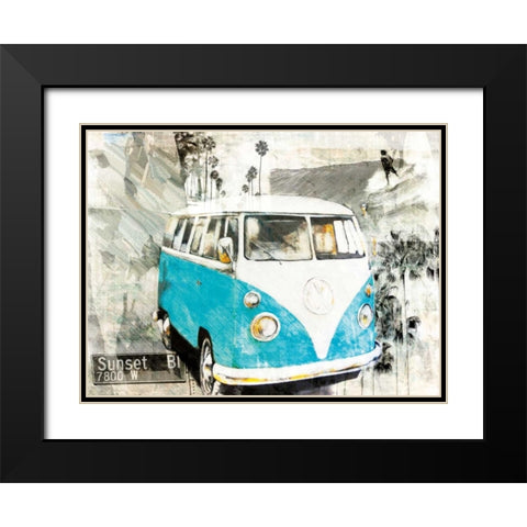 Hippie Van Black Modern Wood Framed Art Print with Double Matting by Sola, Bresso
