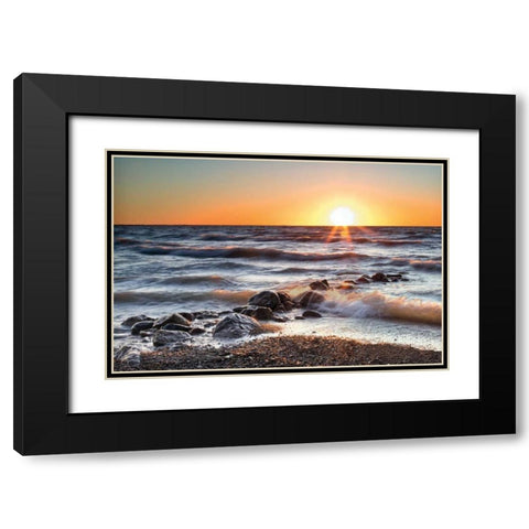 Sunset at Blue Point Black Modern Wood Framed Art Print with Double Matting by Bellyk, Daniel J.
