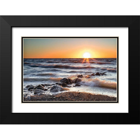Sunset at Blue Point Black Modern Wood Framed Art Print with Double Matting by Bellyk, Daniel J.