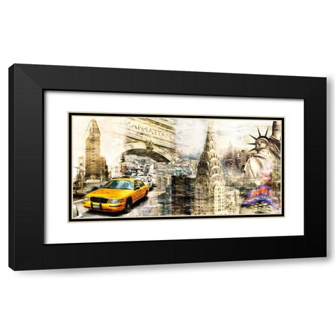 Downtown New York Black Modern Wood Framed Art Print with Double Matting by Sola, Bresso