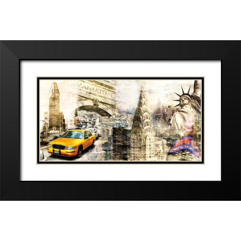 Downtown New York Black Modern Wood Framed Art Print with Double Matting by Sola, Bresso