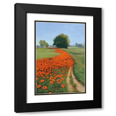 Poppy Field Black Modern Wood Framed Art Print with Double Matting by Peterson, Julie