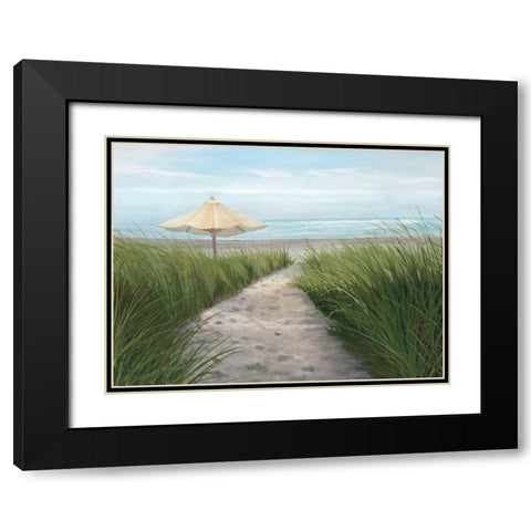 Umbrella on the Beach Black Modern Wood Framed Art Print with Double Matting by Peterson, Julie